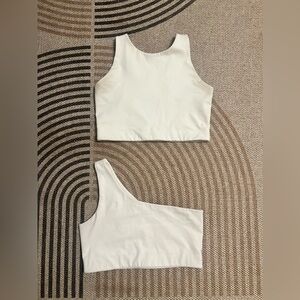 Girlfriend collective ivory bras (Dylan bra and Bianca one shoulder bra) LARGE